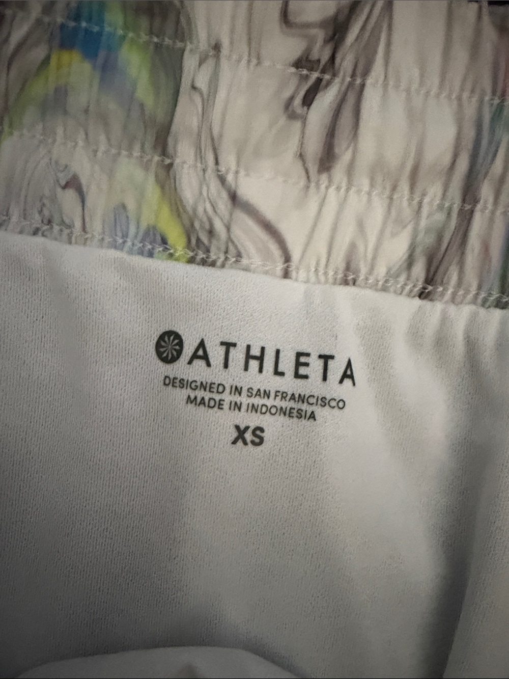 Athleta Marble Swirl Athletic Shorts in Iridescent Gray and Pastel Hues - Picture 4 of 4
